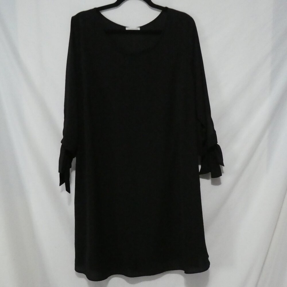 CHICSOUL | 2XL - 2X | Made In The USA | Elegant Sheer Black Dress | Tied Sleeves